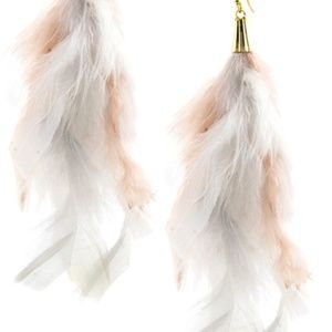 Delicate Pastel Pink & Grey Feather Earrings